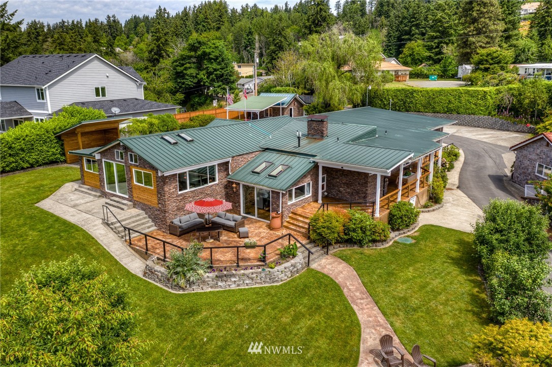 an aerial view of a house