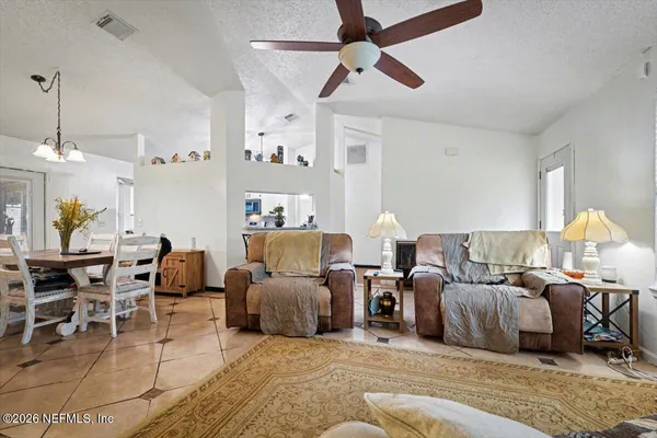 a living room with furniture