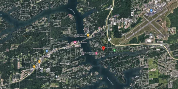 an aerial view of a house