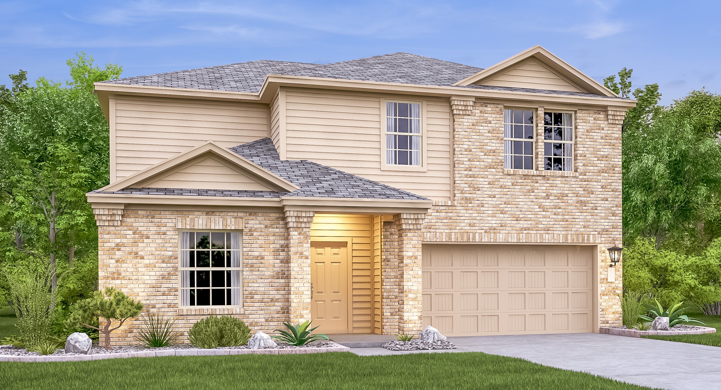 18003 Prairie Falcon Way Pflugerville, TX 78660 - Photo 2 of 26 a front view of a house with a yard and garage
