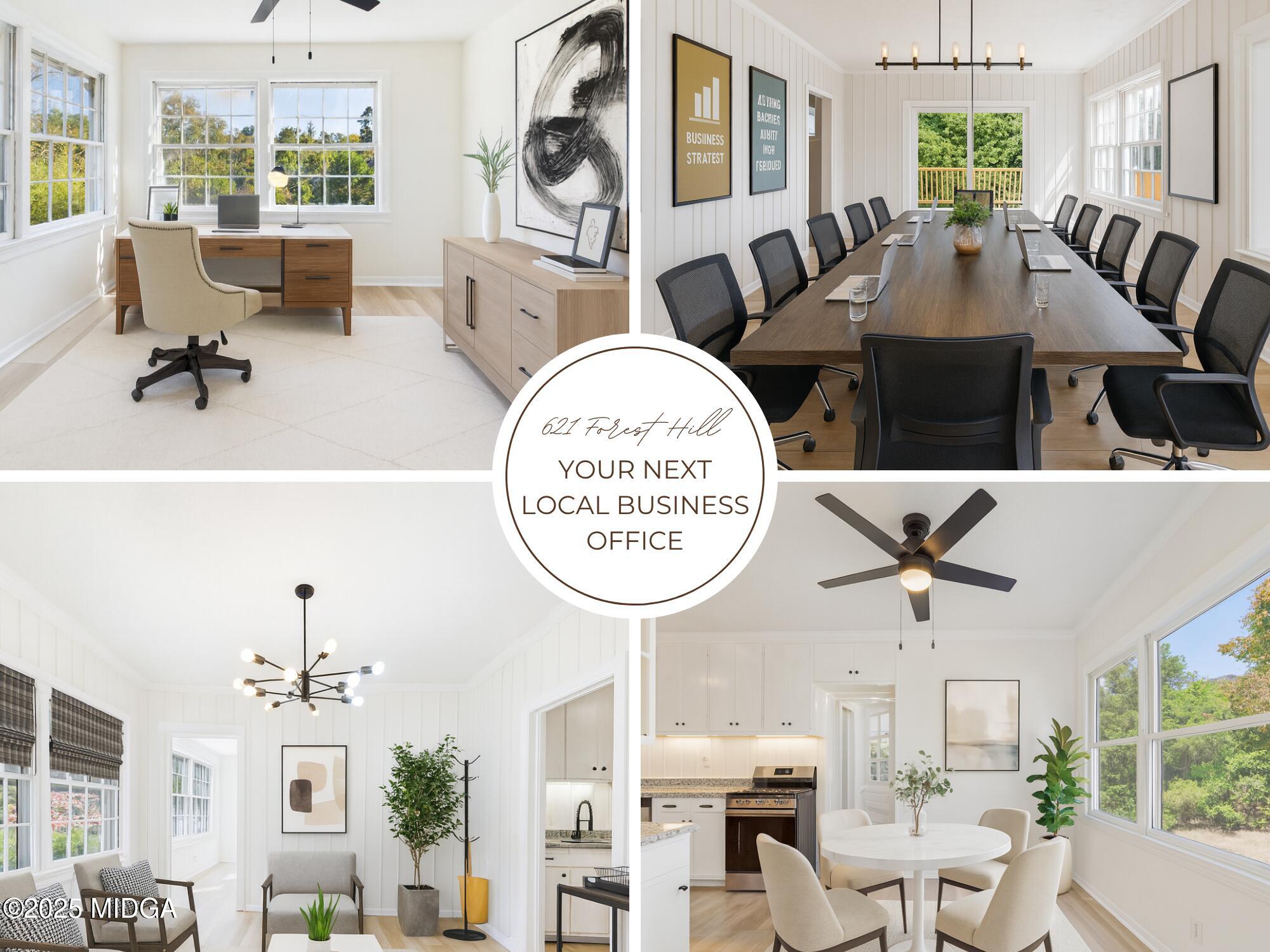 621 Forest Hill Road Macon, GA 31210 - Photo 46 of 50 a living room with furniture a fireplace and large windows