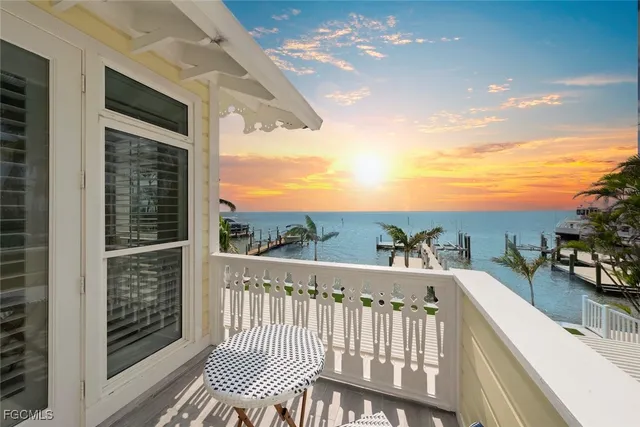 a view of a balcony with an outdoor space