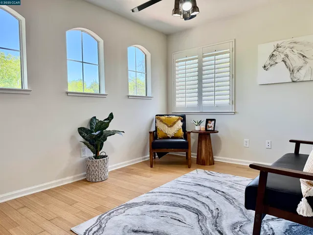 a living room with furniture and a rug