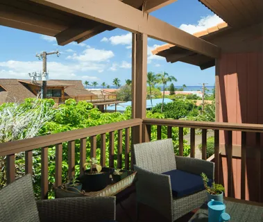 a view of a chair in wooden deck