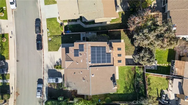an aerial view of a house