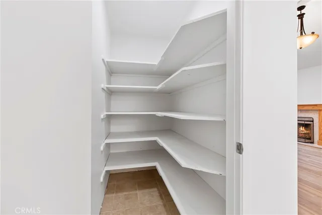 a view of a room with shelves