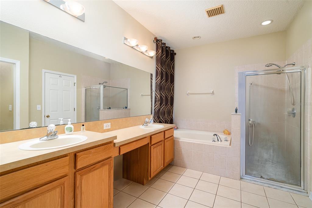 10903 Wildcat Drive Riverview, FL 33579 - Photo 11 of 45 a bathroom with a tub sink mirror and shower