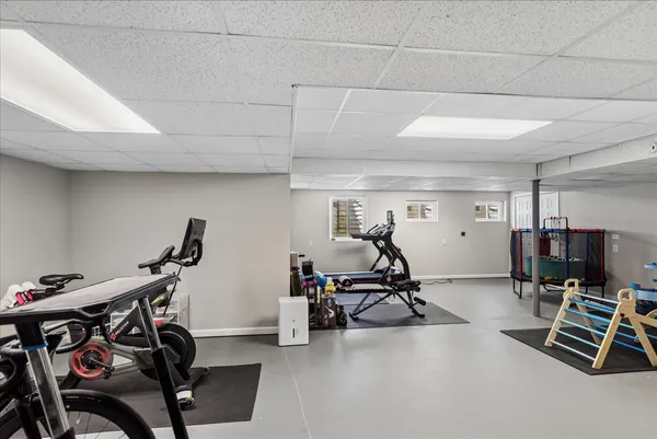 a view of a room with gym equipment