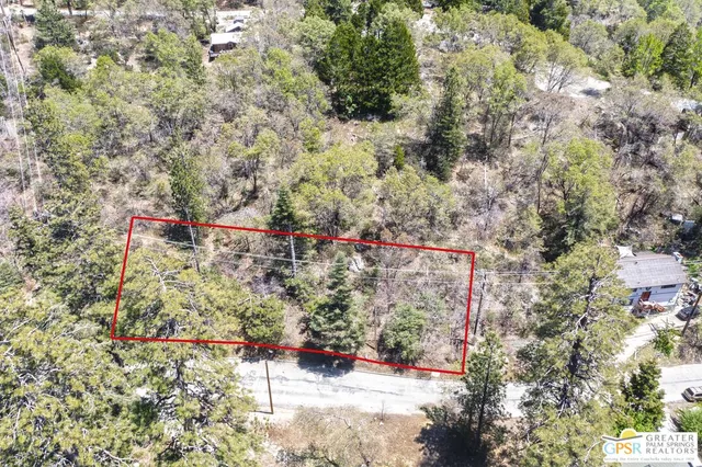 an aerial view of a houses with trees