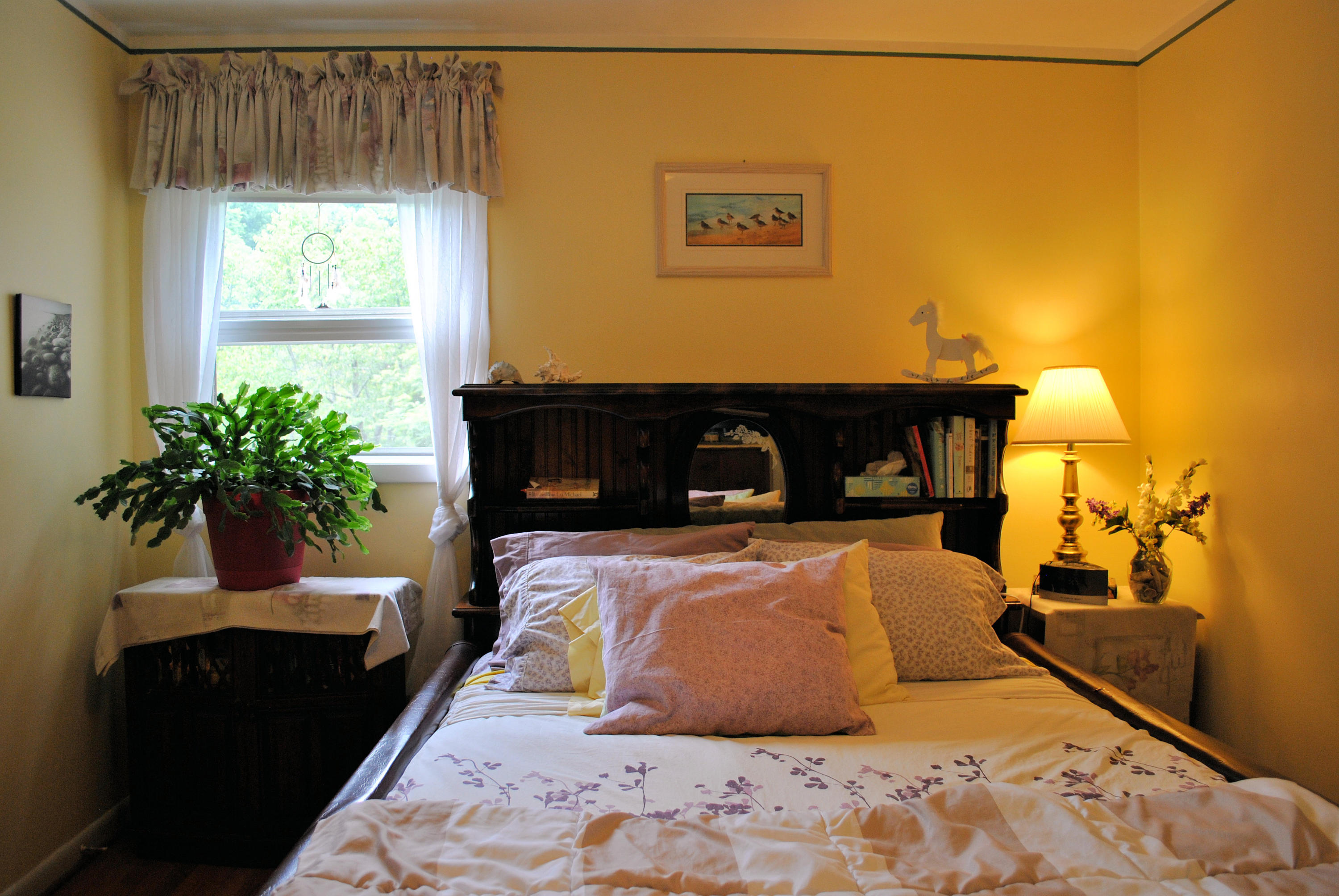 219 Berryhill Road Northwest Riner, VA 24149 - Photo 17 of 54 a bedroom with a bed and a potted plant