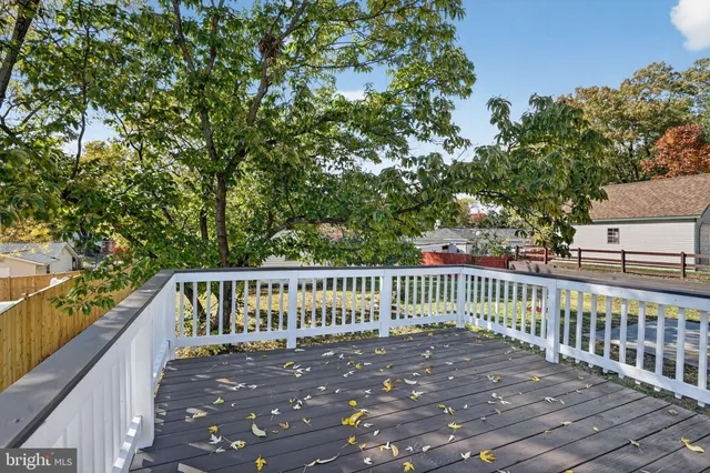 a view of street with a deck