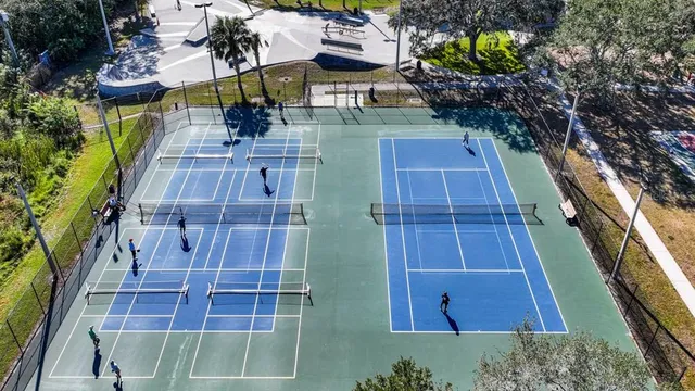 an aerial view of a house with swimming pool