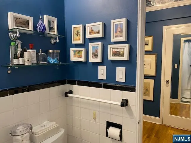 a bathroom with a bathtub