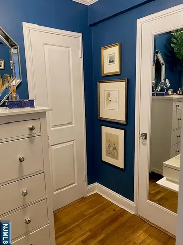 a view of a hallway with closet