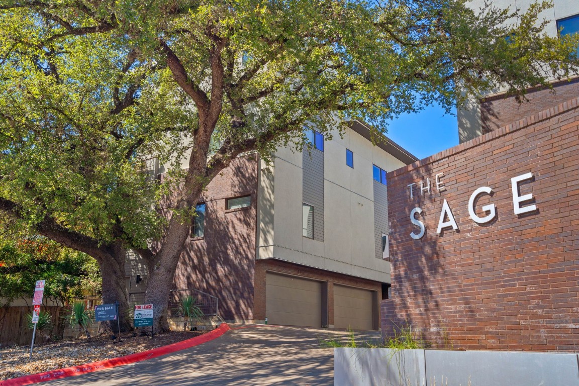 a tree in front of a white house