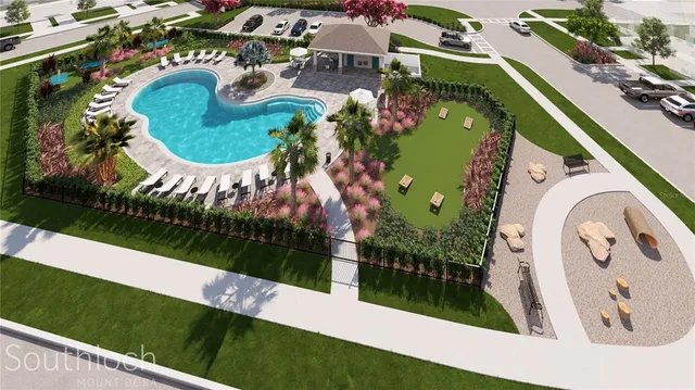 an aerial view of a house