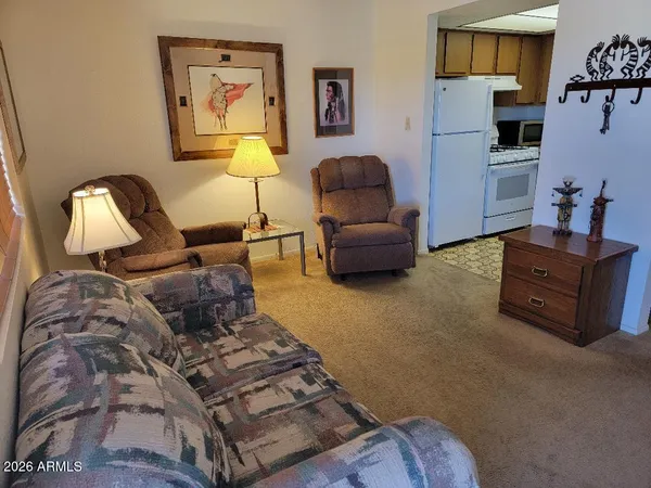 a living room with furniture