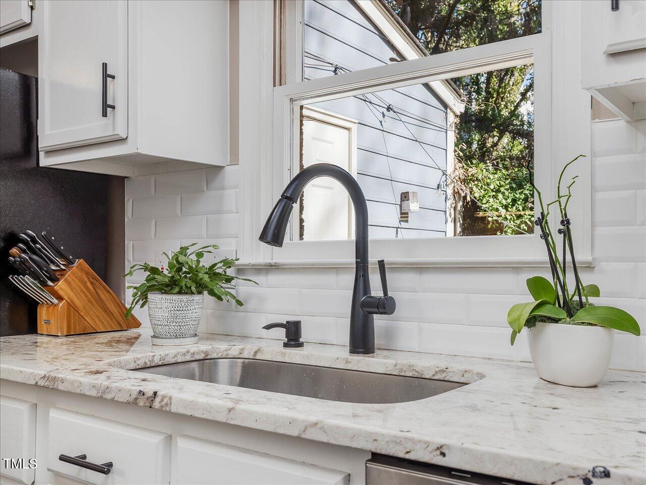 1328 Baez Street Raleigh, NC 27608 - Photo 12 of 32 a kitchen with a sink a potted plant and a window