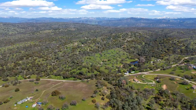 aerial view of a house with garden