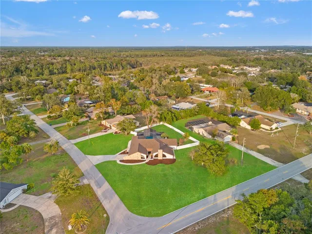 an aerial view of a house