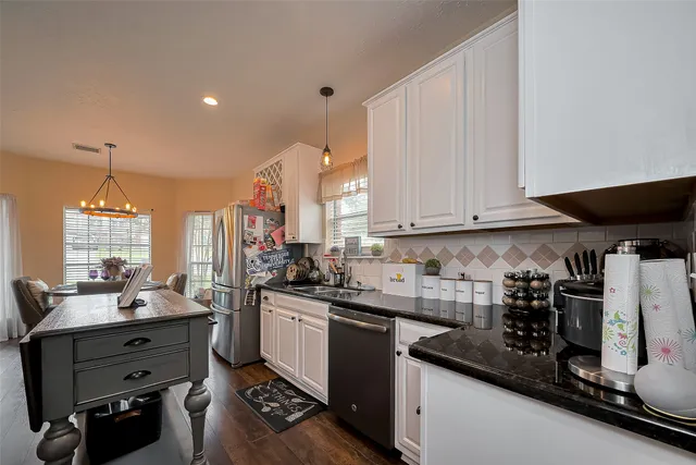 a kitchen with lots of counter top space