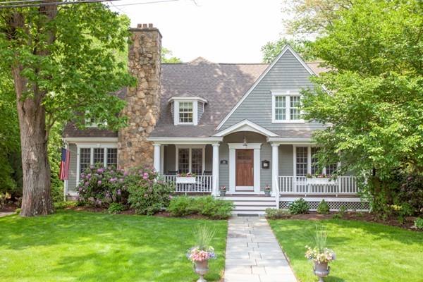 38 Kenilworth Road Wellesley, MA 02482 - Photo 2 of 36 a front view of a house with a garden and yard