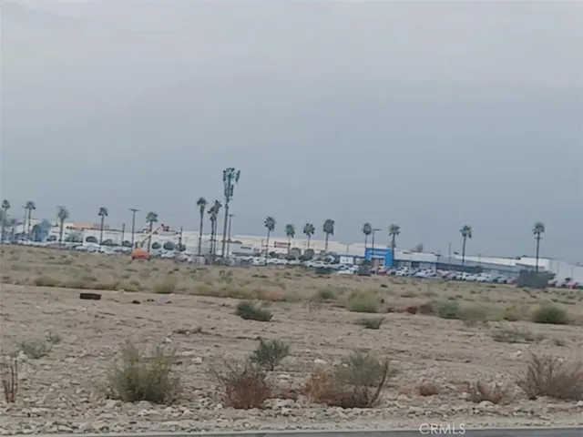 a view of a dry yard with trees