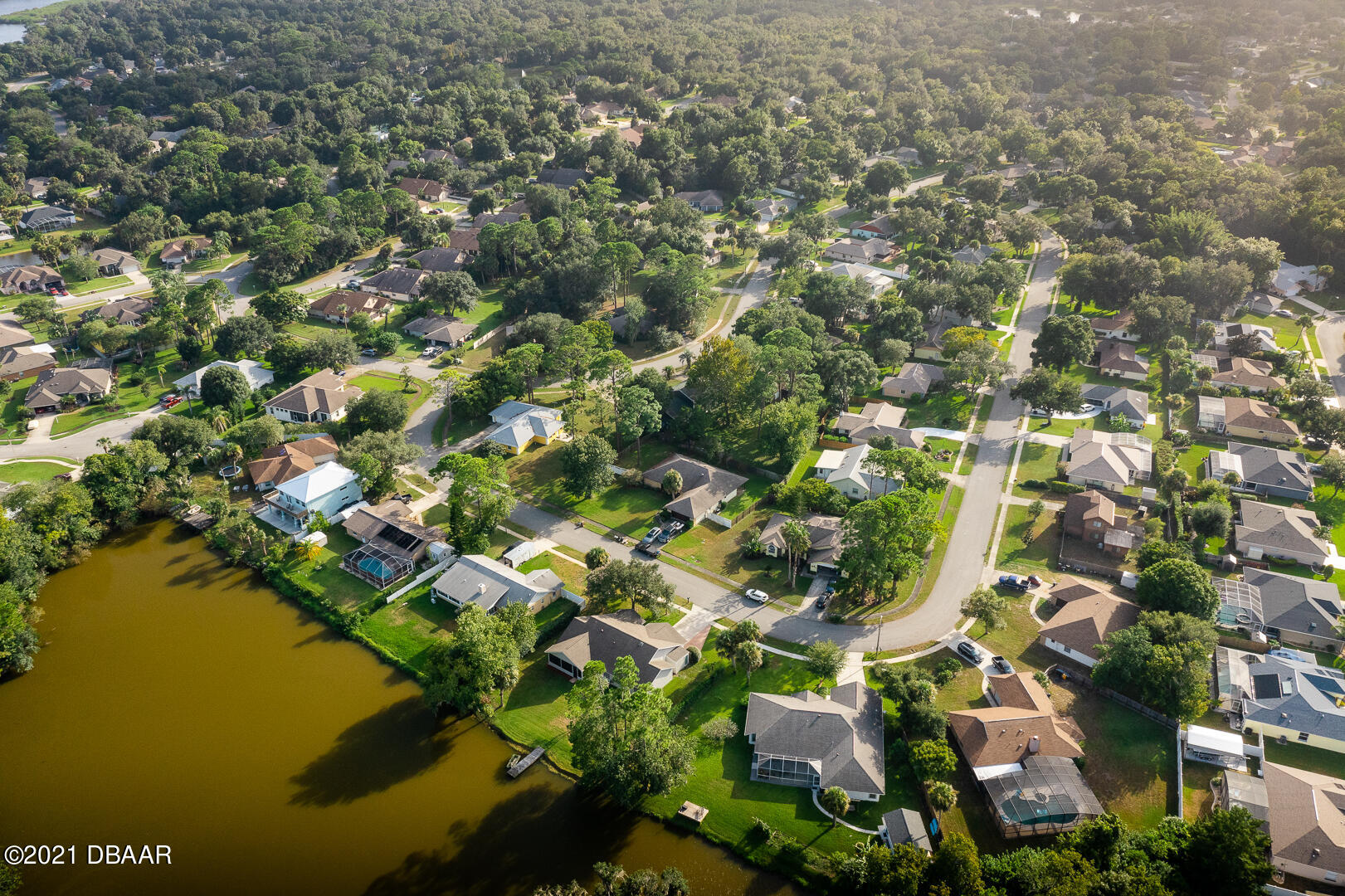 6166 Del Rio Drive Port Orange, FL 32127 - Photo 35 of 53 an aerial view of residential houses with outdoor space and lake view