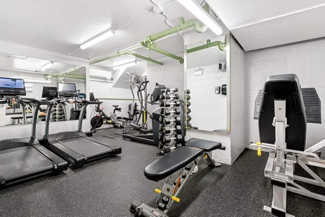 a room with gym equipment