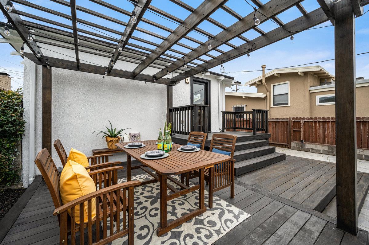 1333 67th Street Berkeley, CA 94702 - Photo 49 of 63 a view of a dinning table and chairs in the patio