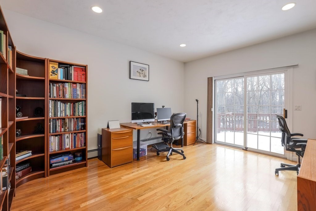 16 Steel Road Hopedale, MA 01747 - Photo 13 of 42 a view of a workspace with furniture and a bookshelf