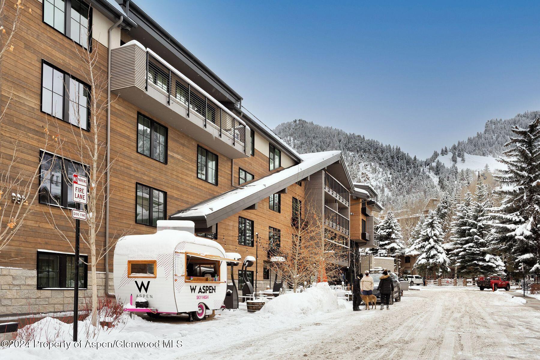 550 South Spring Street Aspen, CO 81611 - Photo 16 of 20 a front view of a building with large trees