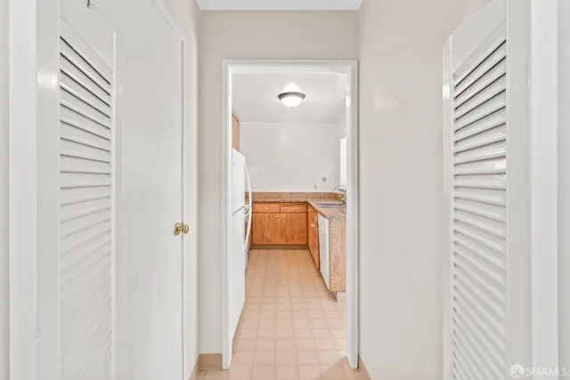 a view of an empty walk in closet