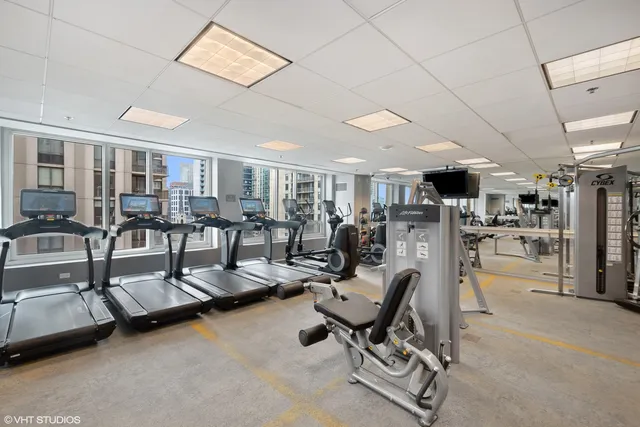 a view of a room with gym equipment