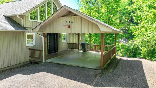 a backyard of a house with seating space