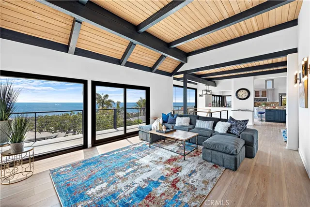 a living room with a couch and a table