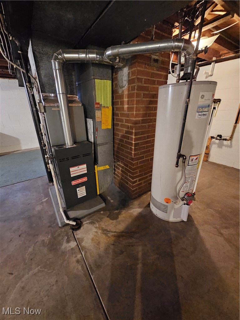 945 West Schaaf Road Cleveland, OH 44109 - Photo 23 of 27 Utility room featuring water heater and heating unit