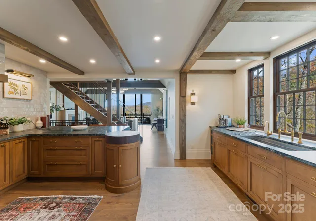 a kitchen with lots of counter top space