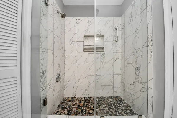 a bathroom with a shower