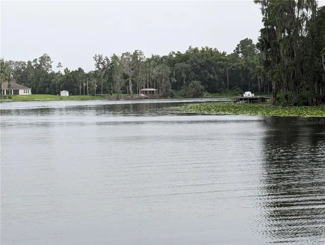 a view of field with trees in the background