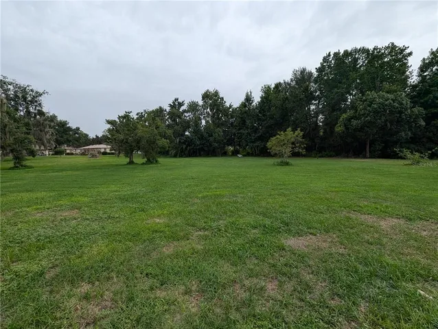 a view of field with trees in the background
