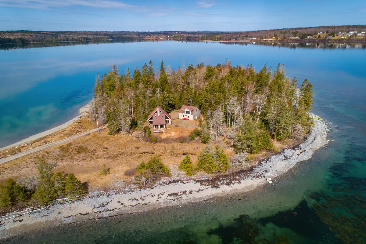 91 Meadow Point Road Lamoine, ME 04605 - Photo 12 of 42 Drone with closer view of house