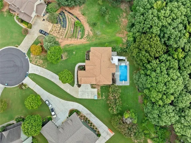 an aerial view of a house