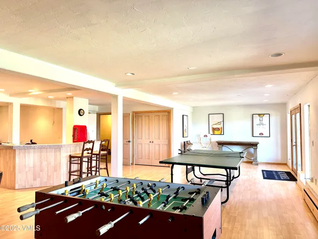 a living room with furniture