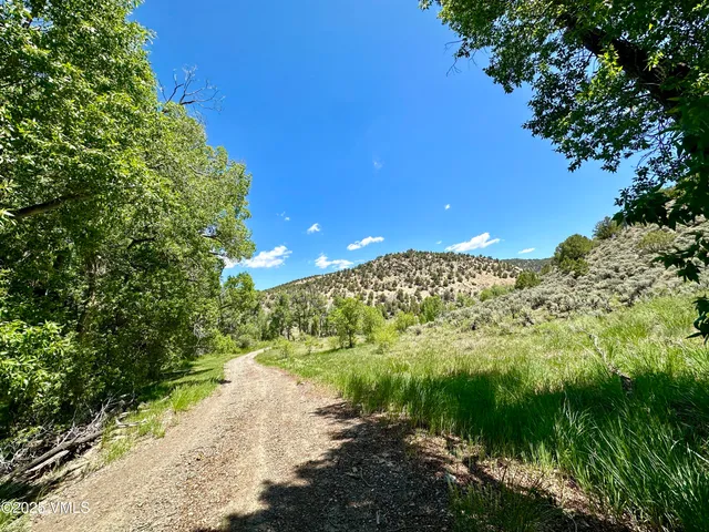 a view of a road with a yard