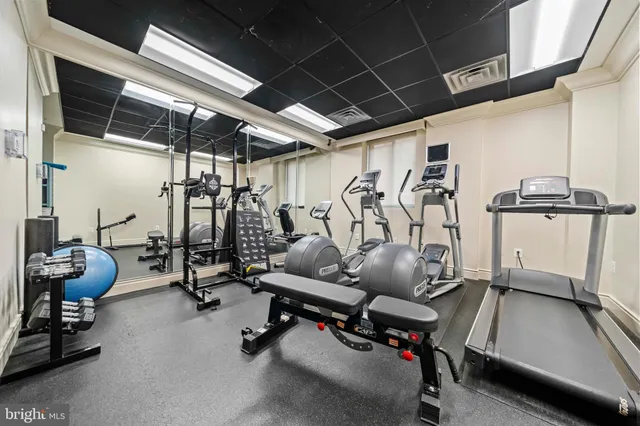a view of a room with gym equipment