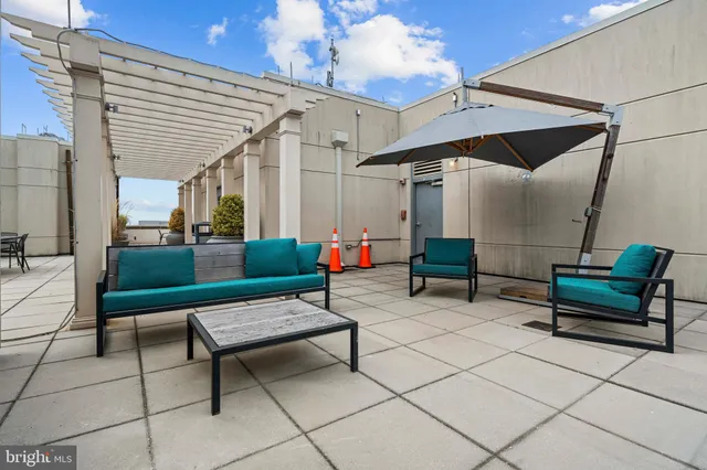 a outdoor space with a couch and a stove