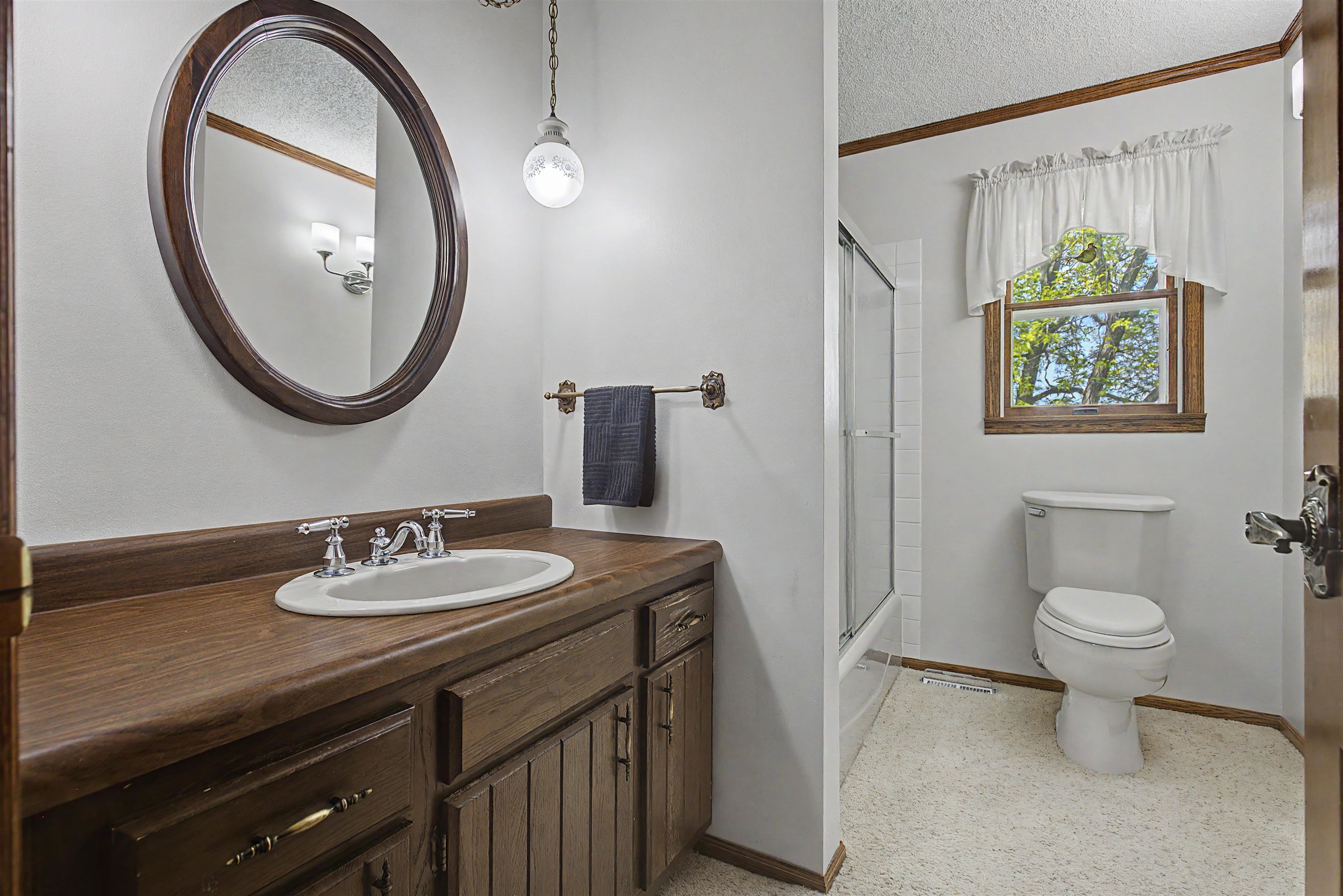 17380 Corbett Road Mount Carroll, IL 61053 - Photo 38 of 65 a bathroom with a toilet a sink and a mirror