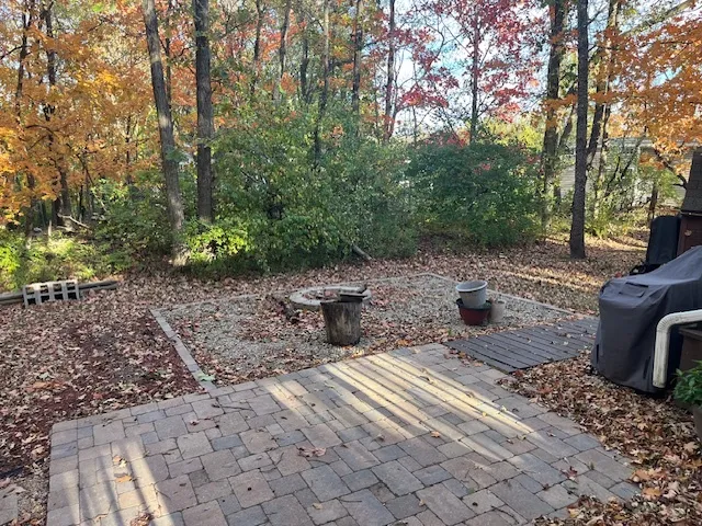 a backyard of a house with lots of green space