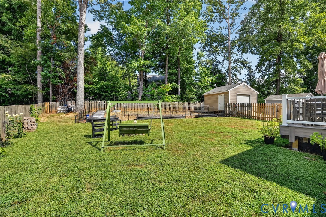 7248 Full Rack Drive Midlothian, VA 23112 - Photo 31 of 36 Expansive fenced backyard featuring a detached sto